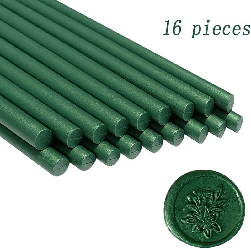 ANBOSE Wax Seal Sticks, 16 Pieces Glue Gun Sealing Wax Sticks for Wax Seal Stamp, Pine Green Wax Seal Stick for 0.44 Inch Glue Gun, for Wedding Invitations, Cards, Envelopes - Image 2